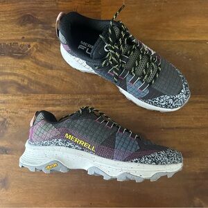 Merrell Moab Speed Scrap Grey and Purple Trail Running Shoes Vibram sole 8.5